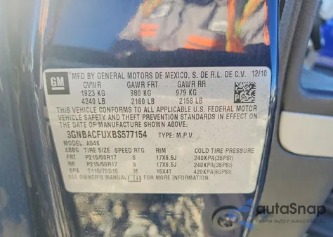 2011 Chevrolet Hhr Lt z USA, uszkodzony, nr VIN 3GNBACFUXBS577154